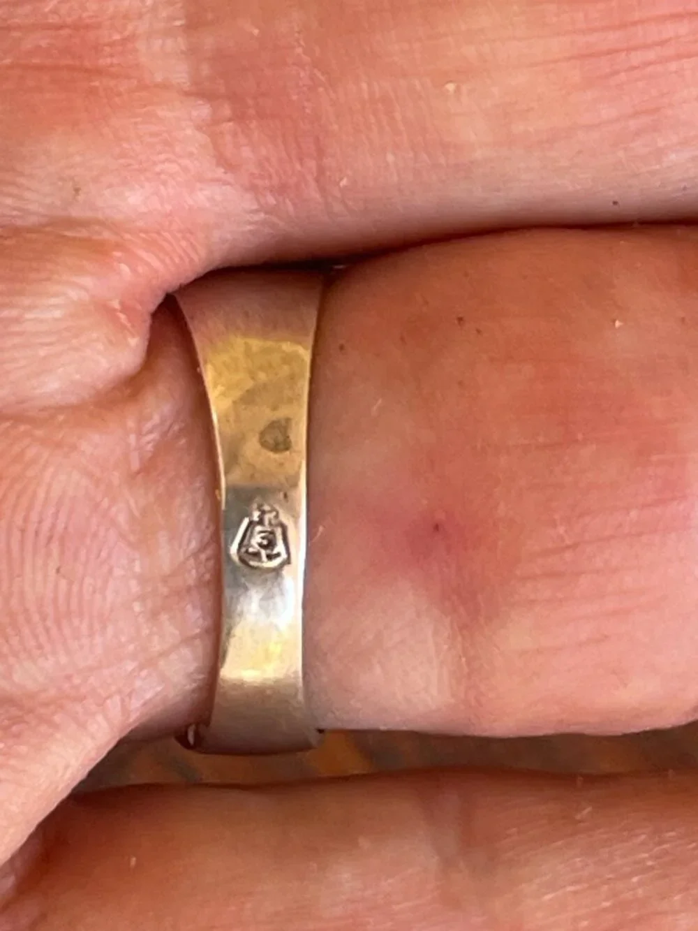 Vintage Mexican Sterling Cubist Picasso Iinlay Signet Ring - 10.5